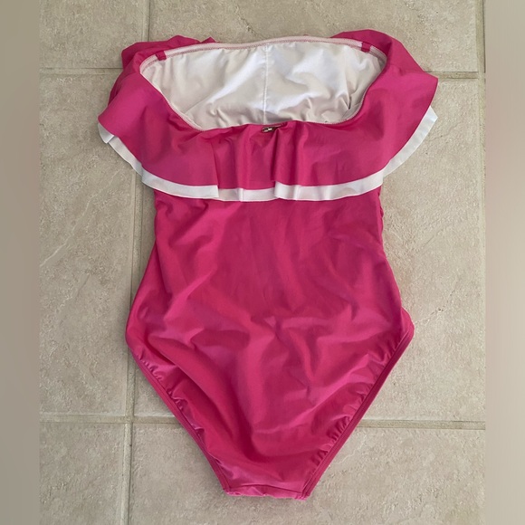 Tommy Hilfiger Ruffle Strapless One Piece Swimsuit - Size 10 - Picture 10 of 16